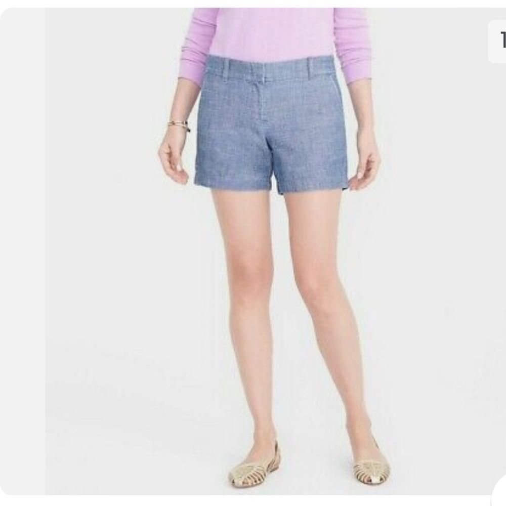 J Crew Womens Chambray Chino Shorts Size 2 Classic Preppy Neutral Coastal Polish